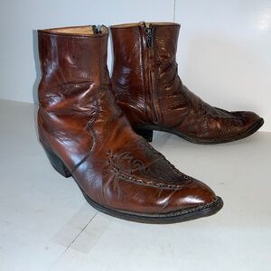 Men’s ABILENE /Chocolate Leather /Western /Zip /Wing Tip Boots size 10